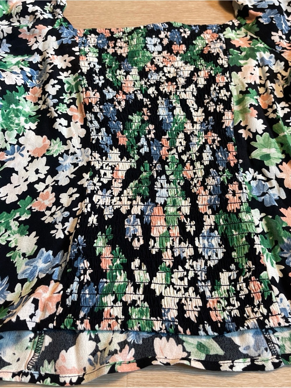 H&M Black Floral Print Puff Sleeve Blouse Shirt Fairy Whimsigoth Cottagecore - Picture 6 of 6